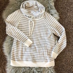 Gray and Light Cream Striped Sweatshirt